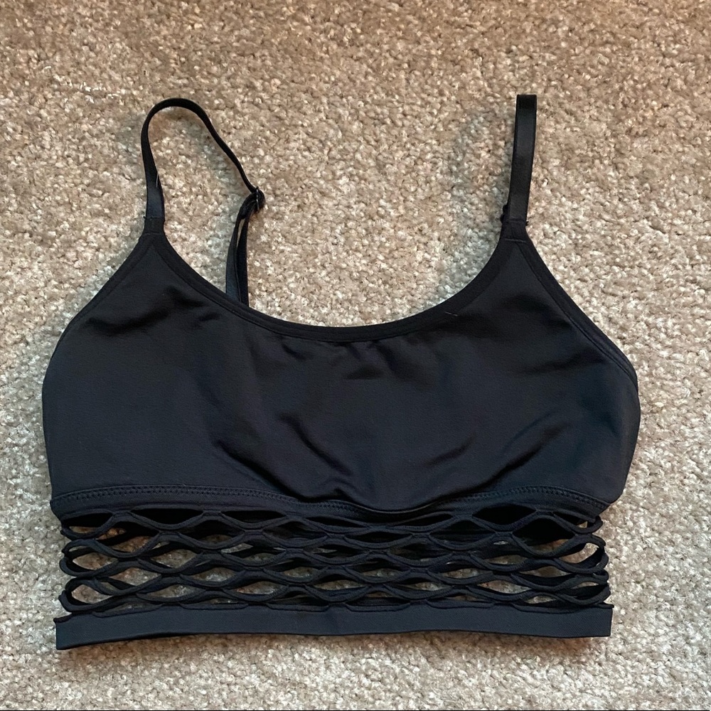 Victoria’s Secret PINK long line fishnet detail layering bralette / sport bra
